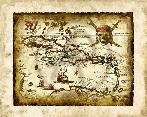 Caribbean pirate map